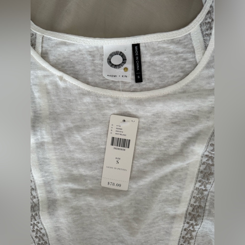 NWT Akemi + Kin Anthropologie Embroidered Linen Dolman Top Size S - Picture 10 of 10